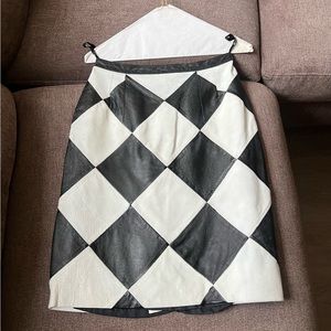 Black & White Leather Pencil Skirt